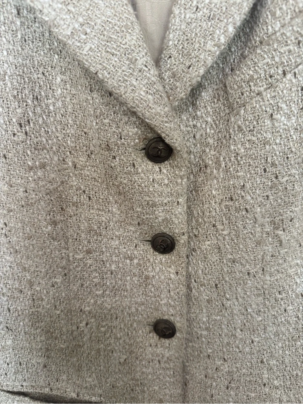 Chanel Cream Tweed Jacket Blazer 36
